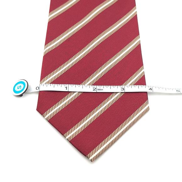 Izod Repp Stripe Tie Diagonal Traditional Classic Preppy Collegiate Crimson Gold - Picture 6 of 7